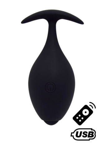 BABA, Plug vibrant anal noir USB, avec télécommande - BQ131BLK